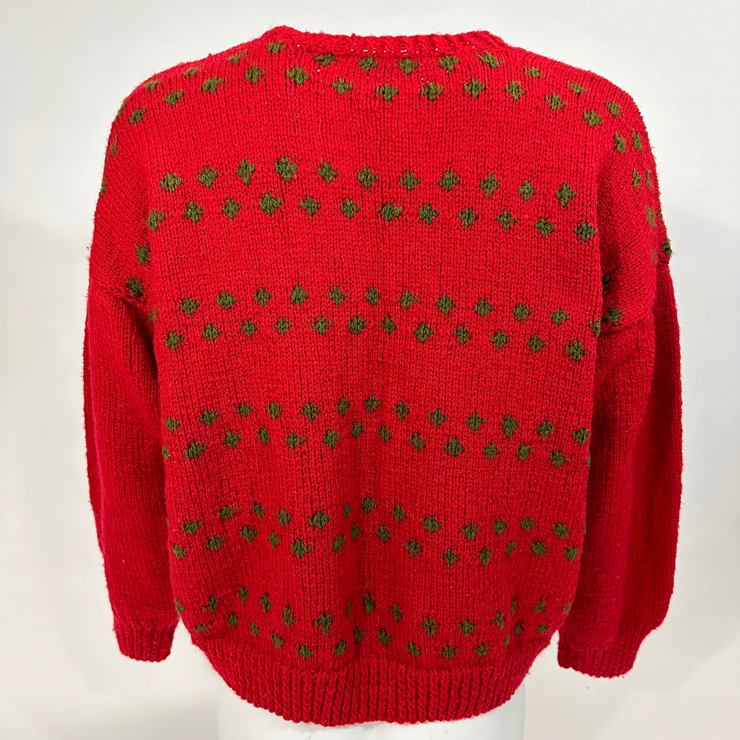 Vintage Red and Green Hand Knit Ugly Christmas Sweater
