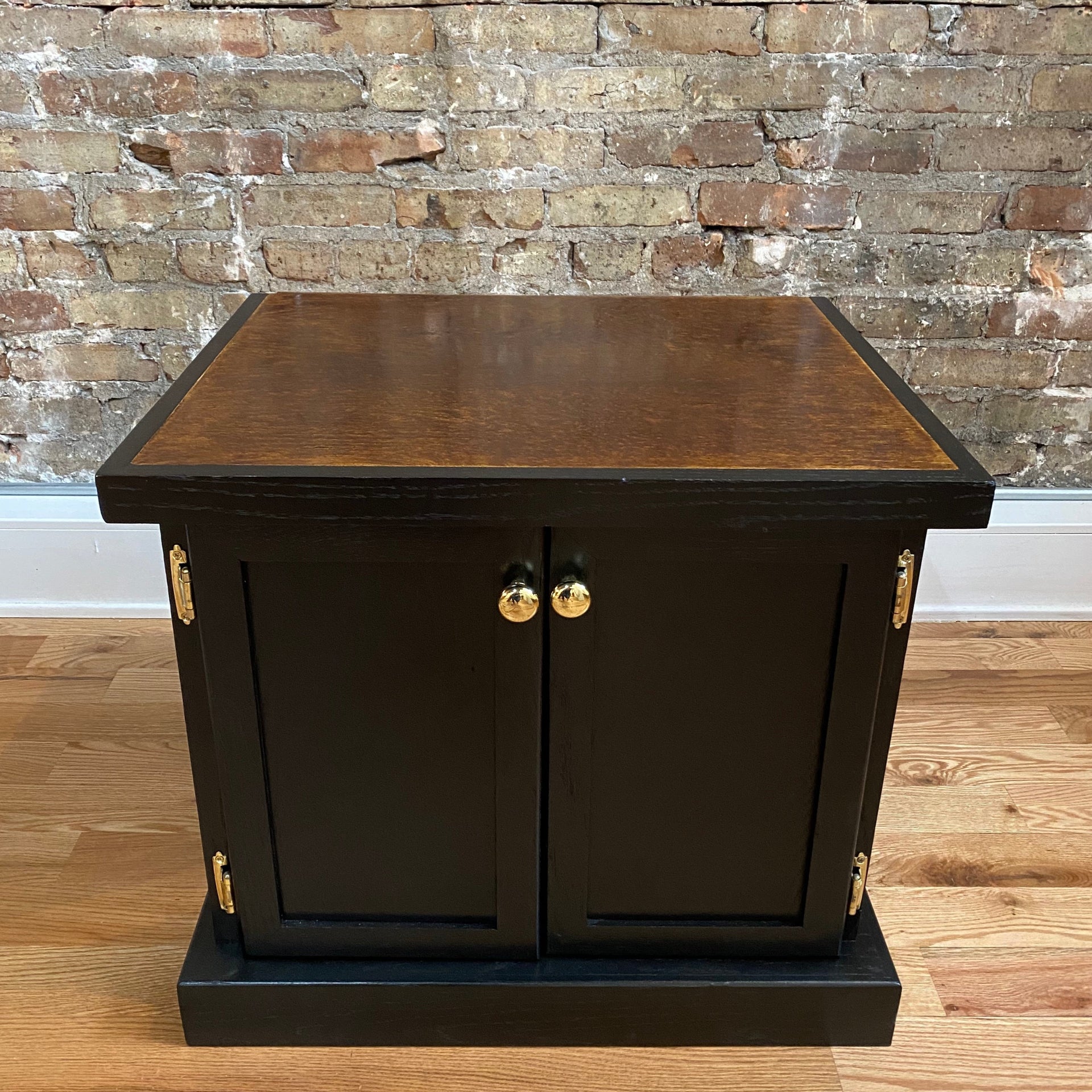Refinished Vintage Black 2 Door Nightstand