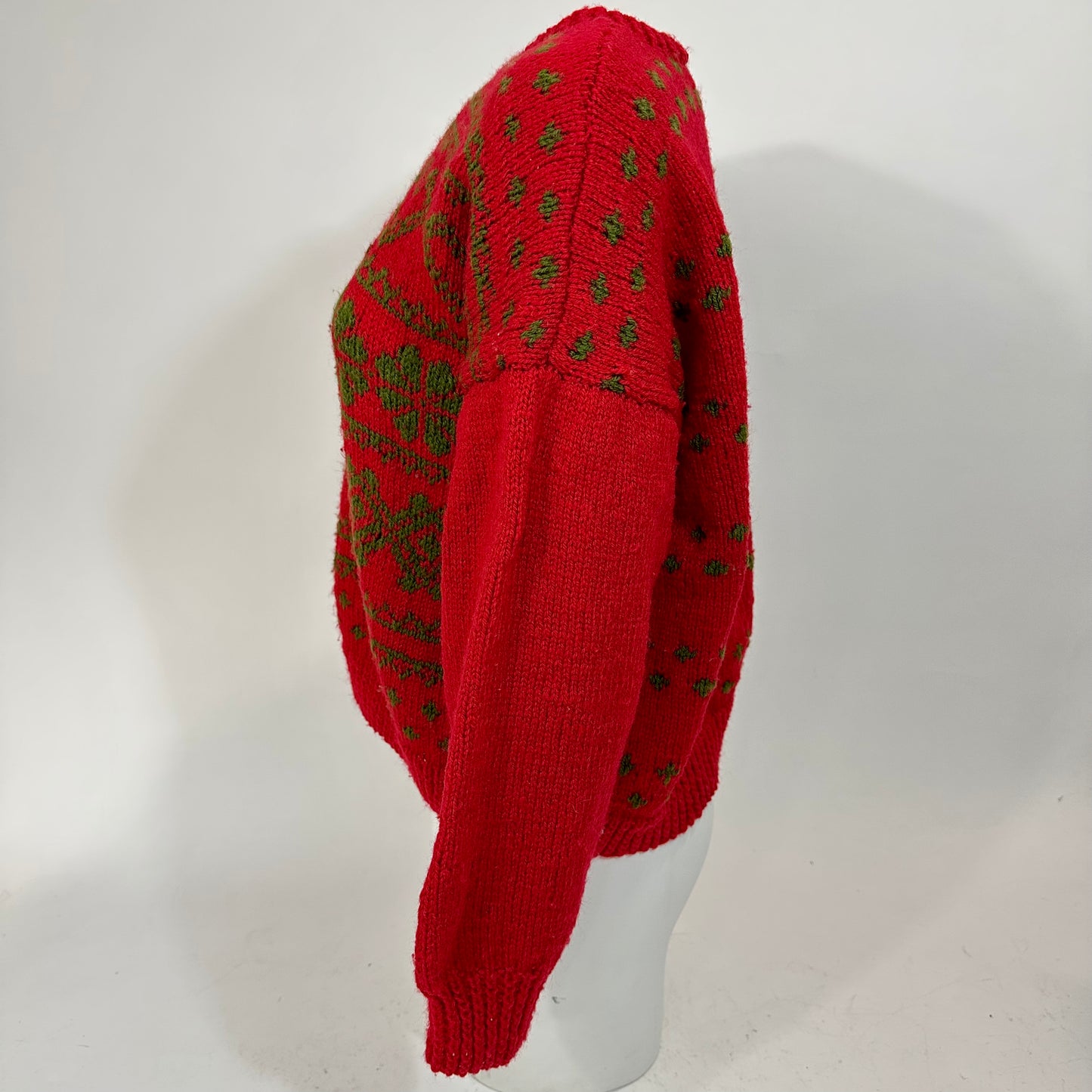 Vintage Red and Green Hand Knit Ugly Christmas Sweater