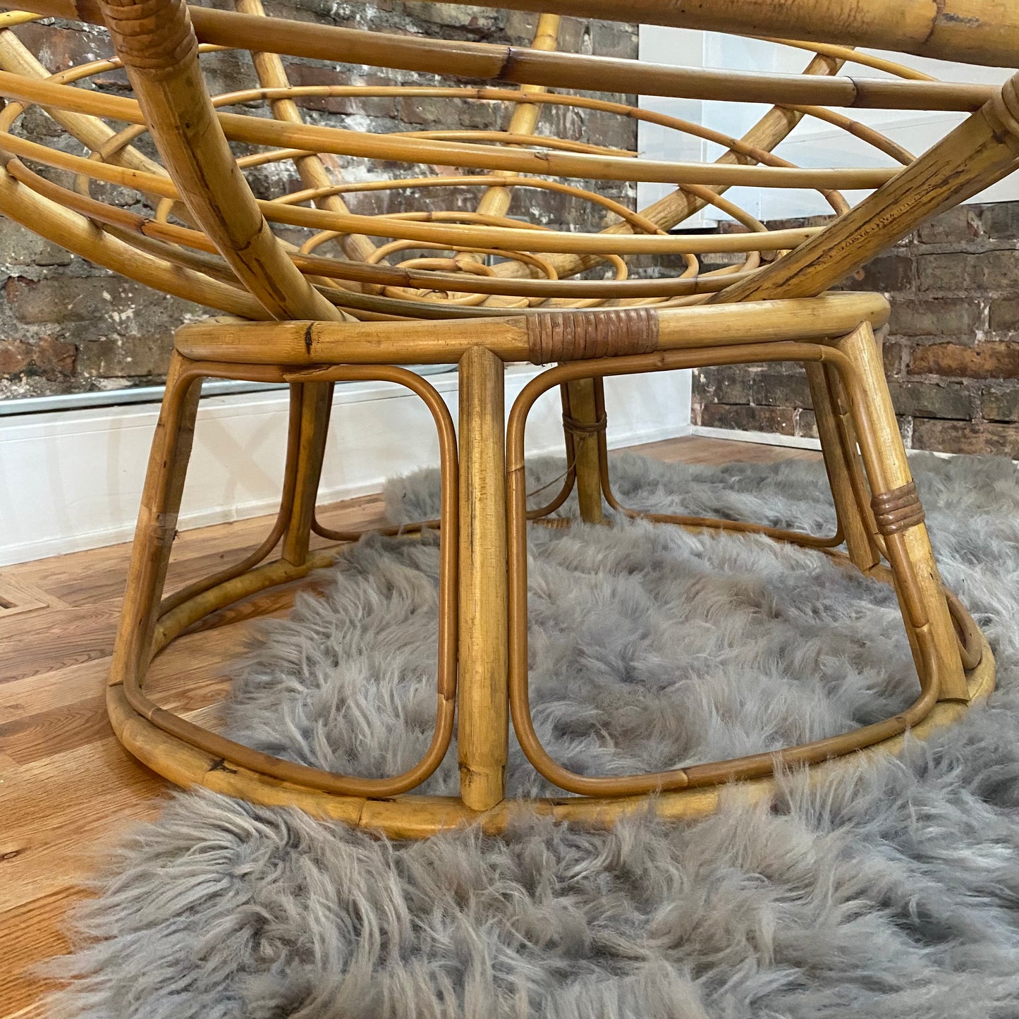 Bamboo Vintage Papasan Lounge Chair and Footstool