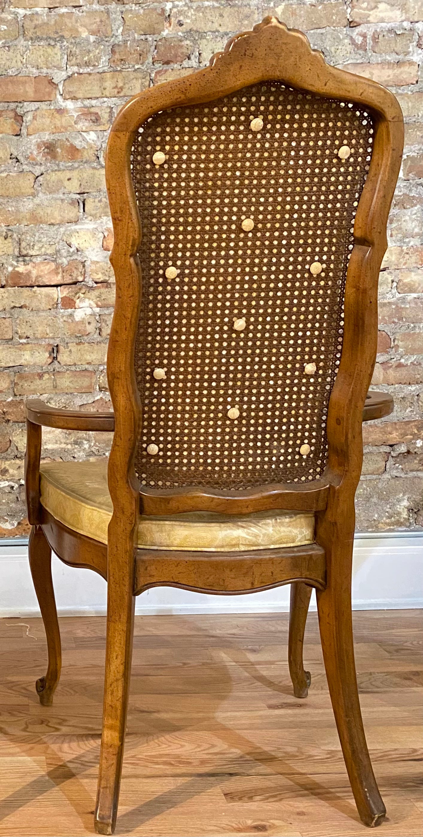 Cane Vintage Dining Chair with Paisley Fabric